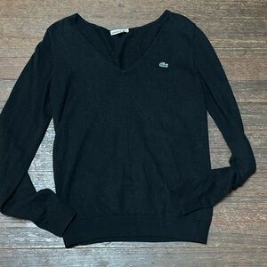 Lacoste black cotton/cashmere lightweight sweater size small/34